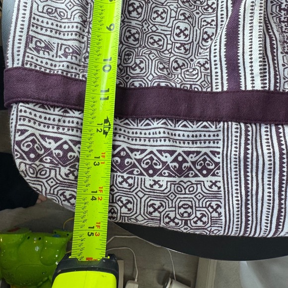 XL Tote Bag Geometric Print Canvas Shopper‎ Travel Beach Bag Purple White 12x15 - Picture 4 of 9